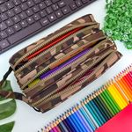Estojo Escolar Triplo Camuflado Nylon - Daterra