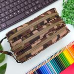Estojo Escolar Triplo Camuflado Nylon - Daterra