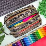 Estojo Escolar Triplo Camuflado Nylon - Daterra