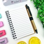 Caderneta de Anotações 70 Folhas Pautadas com Caneta  e Stickers Marca Página Coloridos + Bloco Adesivo - Novo Século
