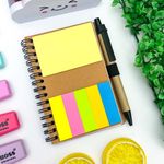 Caderneta de Anotações 70 Folhas Pautadas com Caneta  e Stickers Marca Página Coloridos + Bloco Adesivo - Novo Século