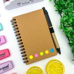 Caderneta de Anotações 70 Folhas Pautadas com Caneta  e Stickers Marca Página Coloridos + Bloco Adesivo - Novo Século