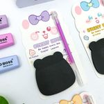Kit Bloco Adesivo Preto Ursinho com Caneta em Gel - Importado