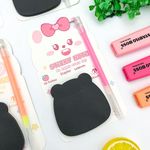 Kit Bloco Adesivo Preto Ursinho com Caneta em Gel - Importado