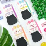 Kit Bloco Adesivo Preto Ursinho com Caneta em Gel - Importado