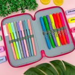 Estojo Escolar Box Rosa Pink com Divisórias - Yins
