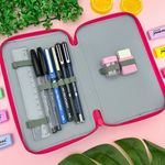 Estojo Escolar Box Rosa Pink com Divisórias - Yins
