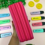 Estojo Escolar Box Rosa Pink com Divisórias - Yins