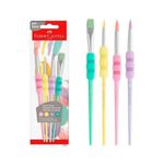 Kit com 4 Pincéis Soft Touch Sortidos Tom Pastel - Faber Castell