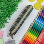 Estojo Escolar Azul Simples Médio Xadrez - Daterra