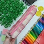 Estojo Escolar Rosa Simples Médio Xadrez - Daterra