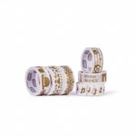 Kit 6 Fitas Adesivas Washi Tape Com Datalhes Dourados 3m x15mm - Lyke