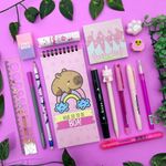 Kit Escolar Monocromático Rosa (15 itens de Papelaria)