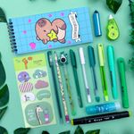Kit Escolar  Monocromático Verde  (15  itens de Papelaria)