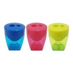 Apontador 02 Furos Neon Transparente Cubic Colors - Deli