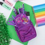 Estojo Escolar Estampado Mini Mochila Music Roxo - Daterra