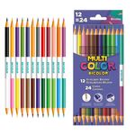 Lápis de Cor 24 Cores c/12 Lápis Bicolor - Multicolor