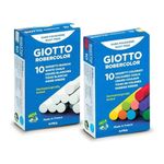 Giz Escolar Plastificado 10 Unidades Colorido ou Branco - Giotto