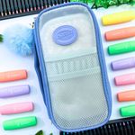 Estojo Escolar Médio Box com Divisória Transparente Colorido Rubber - Daterra | Jumbo 100 Pens