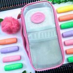 Estojo Escolar Médio Box com Divisória Transparente Colorido Rubber - Daterra | Jumbo 100 Pens