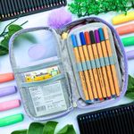 Estojo Escolar Médio Box com Divisória Transparente Colorido Rubber - Daterra | Jumbo 100 Pens