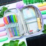 Estojo Escolar Médio Box com Divisória Transparente Colorido Rubber - Daterra | Jumbo 100 Pens