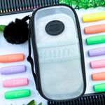 Estojo Escolar Médio Box com Divisória Transparente Colorido Rubber - Daterra | Jumbo 100 Pens