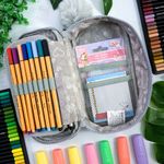 Estojo Escolar Médio Box Matelassê Metálico com Divisória  - Daterra