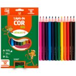 Lápis 12 Cores Big 17,5 cm Triangular + Apontador Jumbo Grande - Leo & Leo