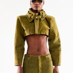 JAQUETA COURO CROPPED-VERDE