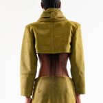 JAQUETA COURO CROPPED-VERDE