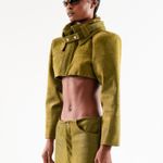JAQUETA COURO CROPPED-VERDE