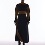 VESTIDO RECORTES PRETO/CARAMELO