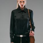 BLUSA DE CETIM ECHO - PRETO