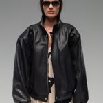 JAQUETA AVIADOR COURO - PRETO