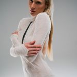 VESTIDO VELUDO LAMINA - OFF WHITE