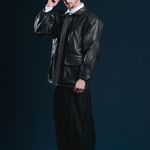 JAQUETA COURO POCKETS WATERS - PRETO