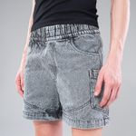 SHORTS JEANS MARMORIZADO - PRETO