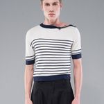 TRICOT TEE LISTRAS MARINHO/OFF WHITE