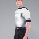 TRICOT TEE LISTRAS MARINHO/OFF WHITE