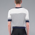 TRICOT TEE LISTRAS MARINHO/OFF WHITE