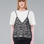 CAMISETA TOP RENDA OFF WHITE/PRETO