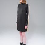 VESTIDO ACETINADO DOUBLE - PRETO/AREIA