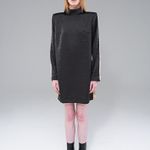 VESTIDO ACETINADO DOUBLE - PRETO/AREIA