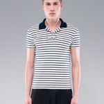 CAMISETA POLO LISTRADA - OFF/MARINHO