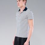 CAMISETA POLO LISTRADA - OFF/MARINHO