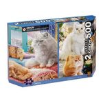 Quebra-Cabeça Duplo Gatos: Gatos na Sala  e Gatos no Parque (500 Peças cada)