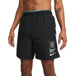 Bermuda Nike Challenger 9 Masculina Preta com detalhes azuis claros