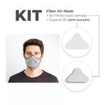 Kit Máscara Proteção Fiber Knit Air Cinza Mescla