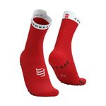 Meia Cano Alto Vermelha Compressport Racing Socks V4 Run Highcut Unissex
